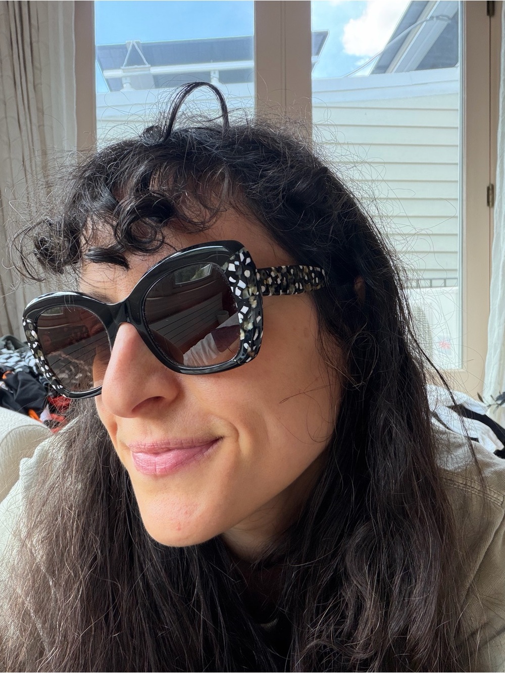 Krewe Felicity oversized black acetate sunglasses - slightly scratched lens - Picture 2 of 13
